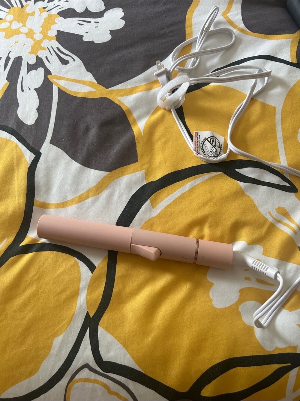 Peach Pink Mini Ceramic Curling Wand for Women